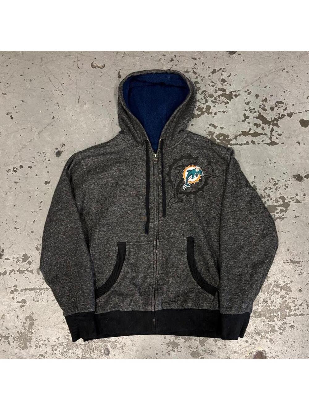 Beautiful fire fleece lined embroidered Miami Dolphins hoodie.